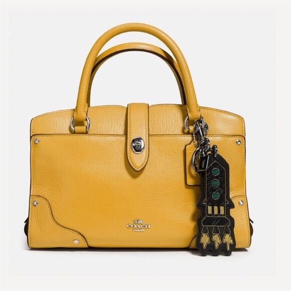 Coach Embroidered Rocket Bag Charm in BK/Black Refined Calf Leather NWT F58491 - Picture 3 of 16